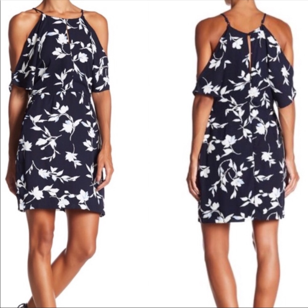Adelyn Rae Cold Shoulder Floral Shift Dress